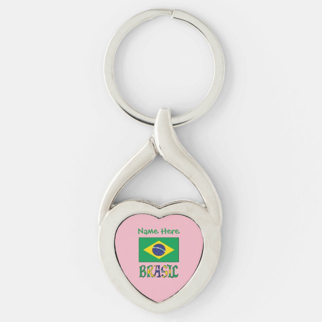 Llavero Bandera Personalizada Brasil Corazón (Anverso)