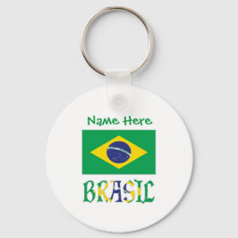 Llavero Bandera Personalizada Brasil Redonda de Aluminio