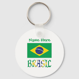 Llavero Bandera Personalizada Brasil Redonda de Aluminio