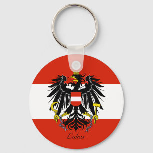 Llavero Bandera personalizada de Austria con el escudo de