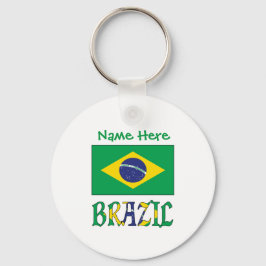 Llavero Bandera Personalizada de Brasil Redonda de Alumini