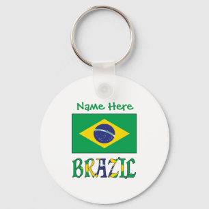 Llavero Bandera Personalizada de Brasil Redonda de Alumini