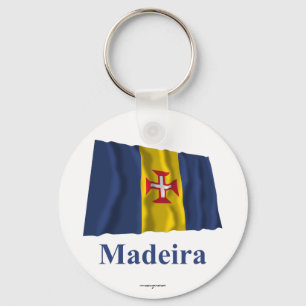 Llavero Bandera que agita de Madeira con nombre