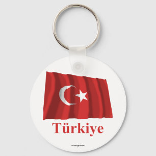 Llavero Bandera que agita de Turquía con nombre en turco