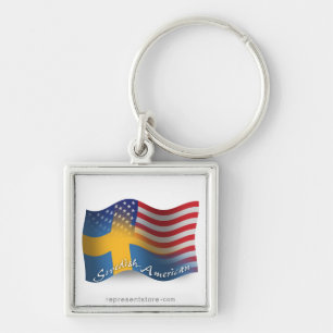 Llavero Bandera que agita Sueco-Americana