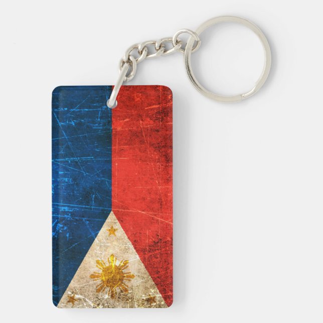 Llavero Bandera rasguñada y llevada del filipino del (Atrás)