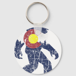 Llavero Bandera retro del estado de Sasquatch Colorado Mon