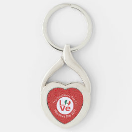 Llavero Bandera Roja de AMOR Mexicana Personalizada