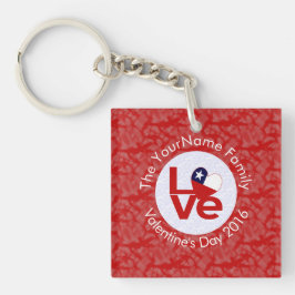 Llavero Bandera Roja de Chile LOVE Personalizada