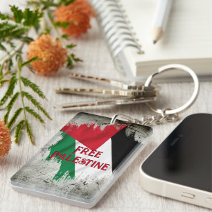 Llavero Bandera rota estilo pincel de pintura de Palestina