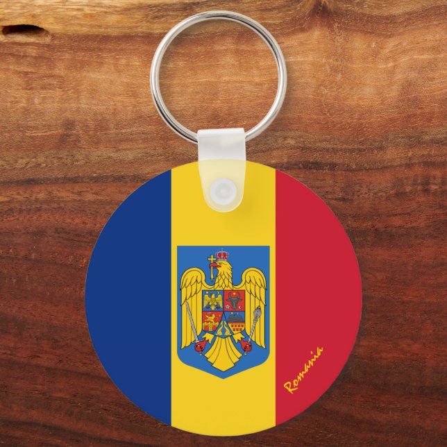 Llavero Bandera rumana, emblema y vacaciones en Rumania /  (Anverso)