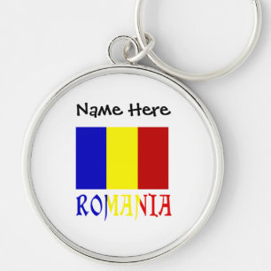 Llavero Bandera Rumana Rumania Personalización Negra