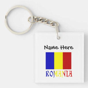 Llavero Bandera Rumana Rumania Personalización Negra
