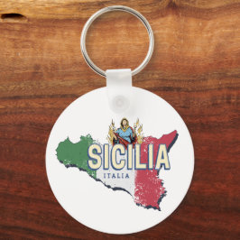 Llavero Bandera Sicilia Italia Mapa retro recuerdo de époc