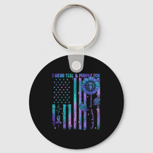Llavero Bandera Teal Purple Nosotros Estados Unidos Preven