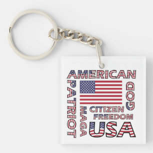 Llavero Bandera Texto Estrellas de Estados Unidos y Patrio