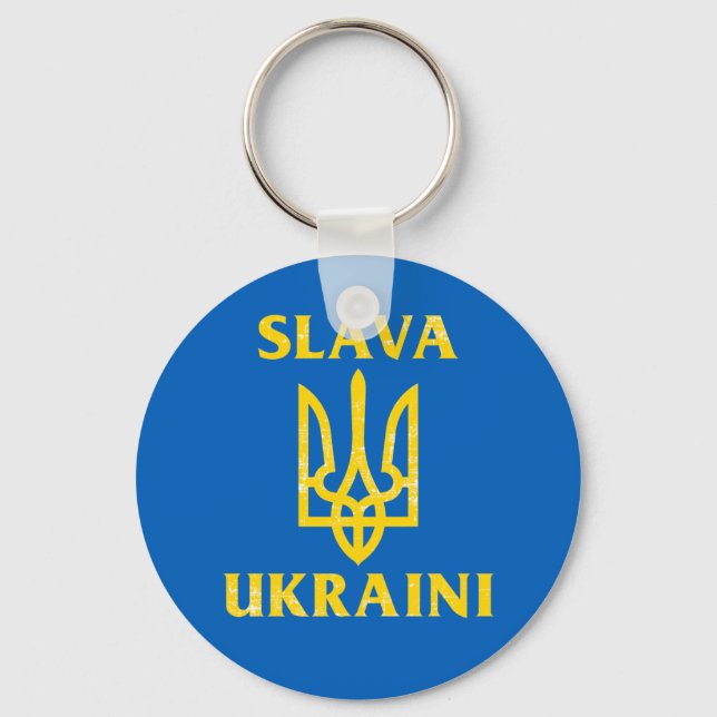 Llavero Bandera ucraniana de Slava Ukraini (Anverso)