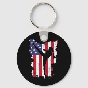 Llavero Bandera Vintage 4 De Julio Usa Kickboxing Mujeres 