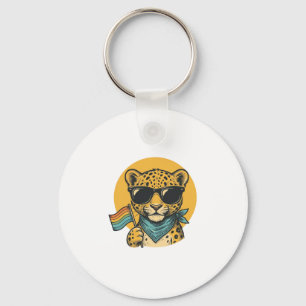 Llavero Bandera vintage del orgullo del leopardo arcoíris 