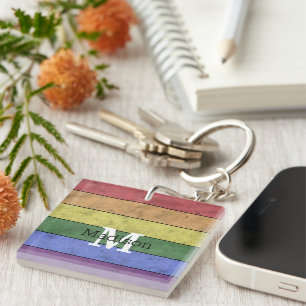 Llavero Bandera vintage LGBT orgullo deteriorada arcoíris 