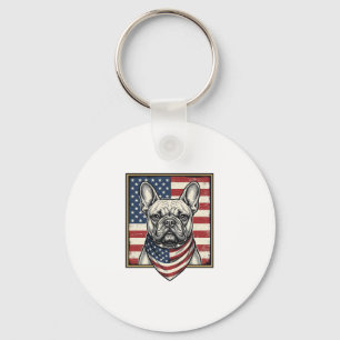 Llavero Bandera vintage patriótica de Bulldog Francés