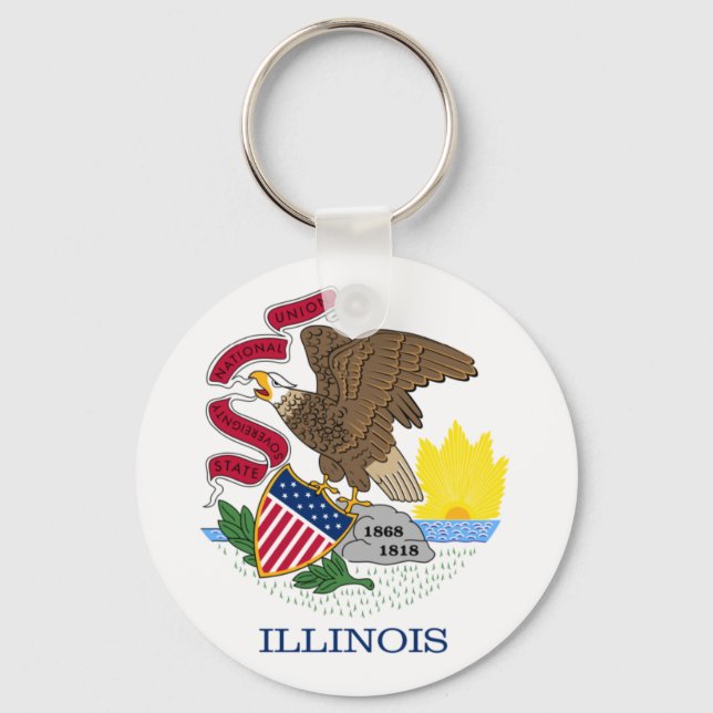 Llavero Bandera y foco de Illinois (Anverso)