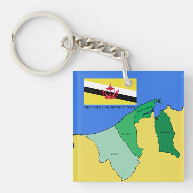 Llavero Bandera y mapa de Brunei (Frente)