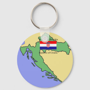 Llavero Bandera y mapa de Croacia