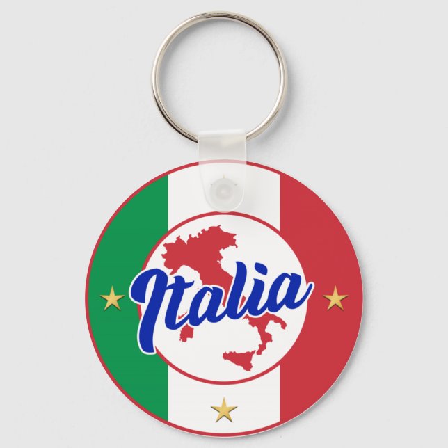 Llavero Bandera y mapa de Italia (Anverso)
