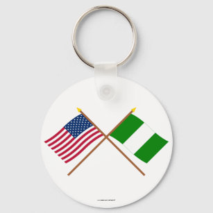 Llavero Banderas cruzadas de Estados Unidos y Nigeria