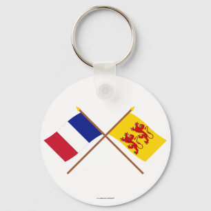 Llavero Banderas cruzadas de Francia y de Hautes-Pyrénée