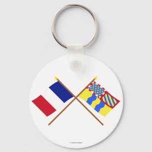 Llavero Banderas cruzadas de Francia y Saône-et-Loire