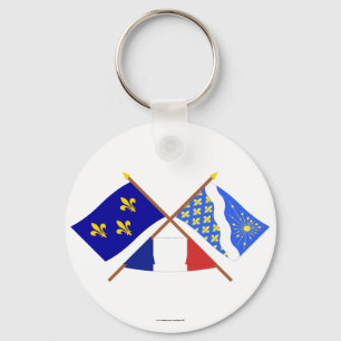 Llavero Banderas cruzadas de Île-de-France y Essonne