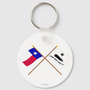 Llavero Banderas cruzadas de Tejas y de Gonzales