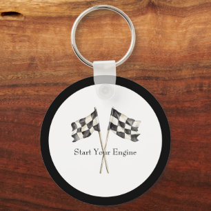 Llavero Banderas de coche de carreras de Black White Racin