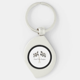 Llavero Banderas de coche de carreras de Black White Racin