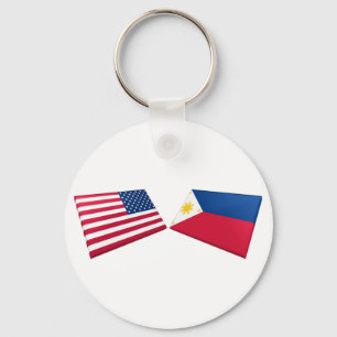 Llavero Banderas de Estados Unidos y Filipinas