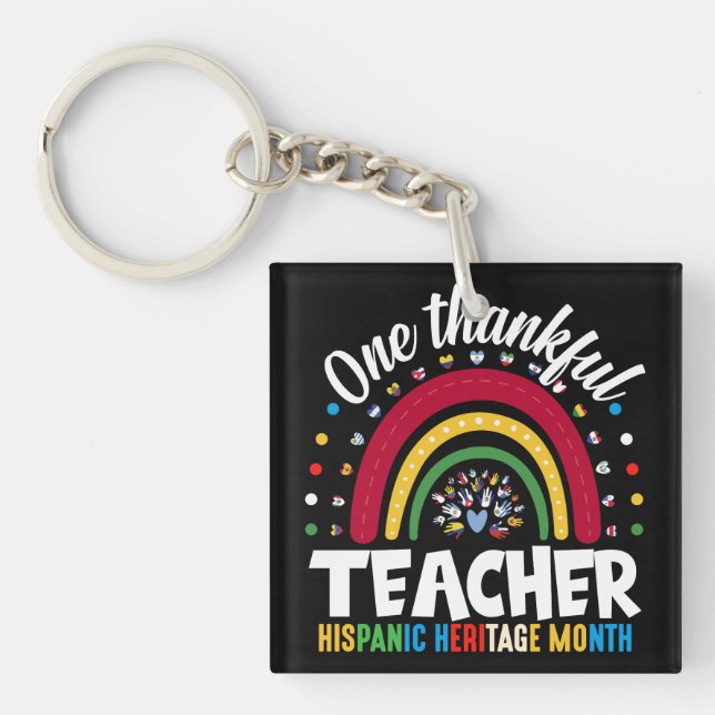 Llavero Banderas del mes del patrimonio hispano de un prof (Frente)