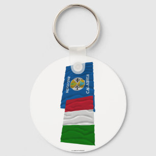 Llavero Banderas ondulantes de Italia y Calabria