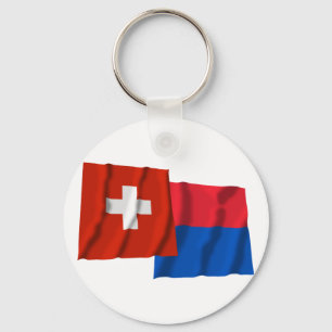 Llavero Banderas que agitan de Suiza y de Tesino