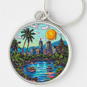 Llavero 🌴 Bangkok Tailandia Atardecer Río Viaje Regalo