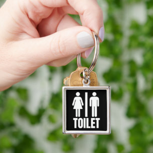 Llavero Baño de hombres y mujeres en blanco y negro