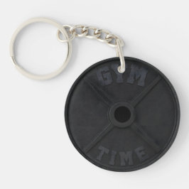 Llavero Barbell 45-lb plate "GYM TIME" for a gym person