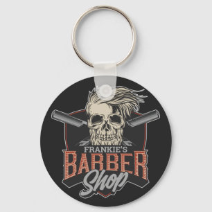 Llavero Barbería personalizada Hipster Skull y Razors
