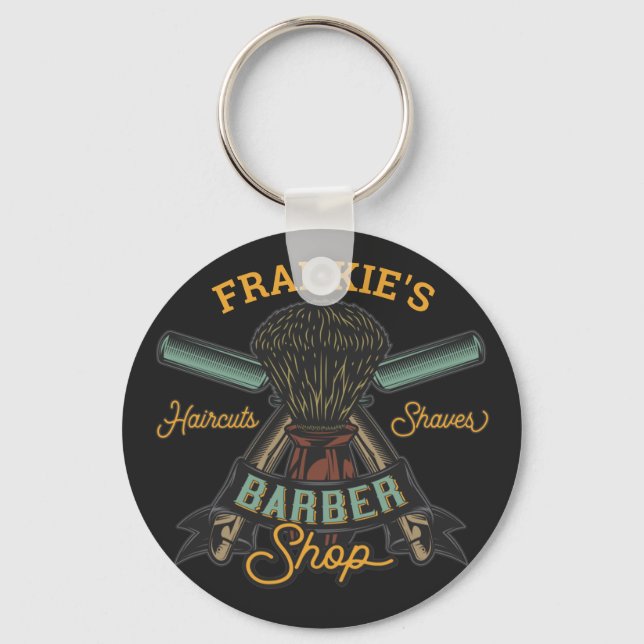 Llavero Barbería personalizada Retro Recortes de pelo (Anverso)