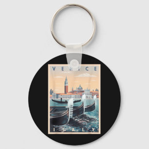 Llavero Barcas góndola retro con silueta de Venecia Italia