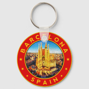 Llavero Barcelona, España, círculo, rojo