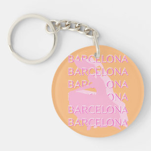 Llavero Barcelona Travel Art, España, Naranja, Rosa