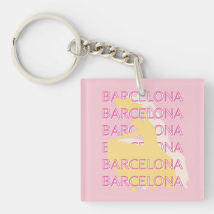 Llavero Barcelona Travel Art, España, Travel Art, Pink