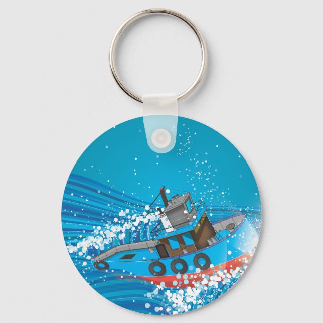 Llavero Barco de pesca en tormenta (Anverso)